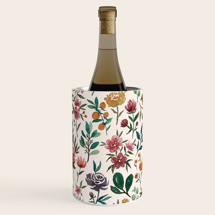 Colorful Watercolor Flowers Wine Chiller Gallery Image 2