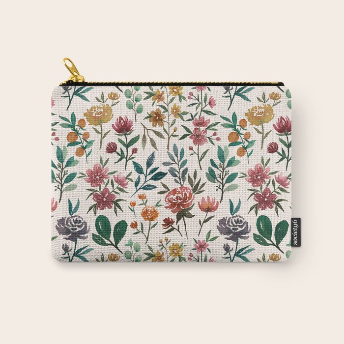 Colorful Watercolor Flowers Carry All Pouch Gallery Image 1