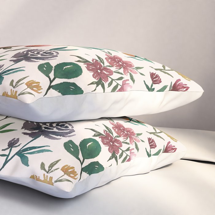 Colorful Watercolor Flowers Pillow Sham Gallery Image 3