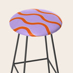 Wavy Lines Tangerine Orange, Lavender Purple, Bold Retro Modern Home Decor Stool Gallery Image 2