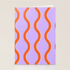 Wavy Lines Tangerine Orange, Lavender Purple, Bold Retro Modern Home Decor Stationery Card Gallery Image 2