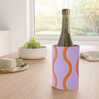Wavy Lines Tangerine Orange, Lavender Purple, Bold Retro Modern Home Decor Wine Chiller Gallery Image 4