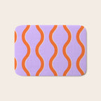 Wavy Lines Tangerine Orange, Lavender Purple, Bold Retro Modern Home Decor Bath Mat Gallery Image 1