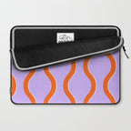 Wavy Lines Tangerine Orange, Lavender Purple, Bold Retro Modern Home Decor Laptop Sleeve Gallery Image 2