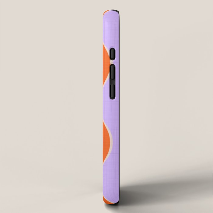 Wavy Lines Tangerine Orange, Lavender Purple, Bold Retro Modern Home Decor iPhone Case Gallery Image 2