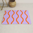 Wavy Lines Tangerine Orange, Lavender Purple, Bold Retro Modern Home Decor Rug Gallery Image 1