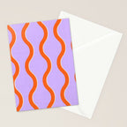 Wavy Lines Tangerine Orange, Lavender Purple, Bold Retro Modern Home Decor Stationery Card Gallery Image 2