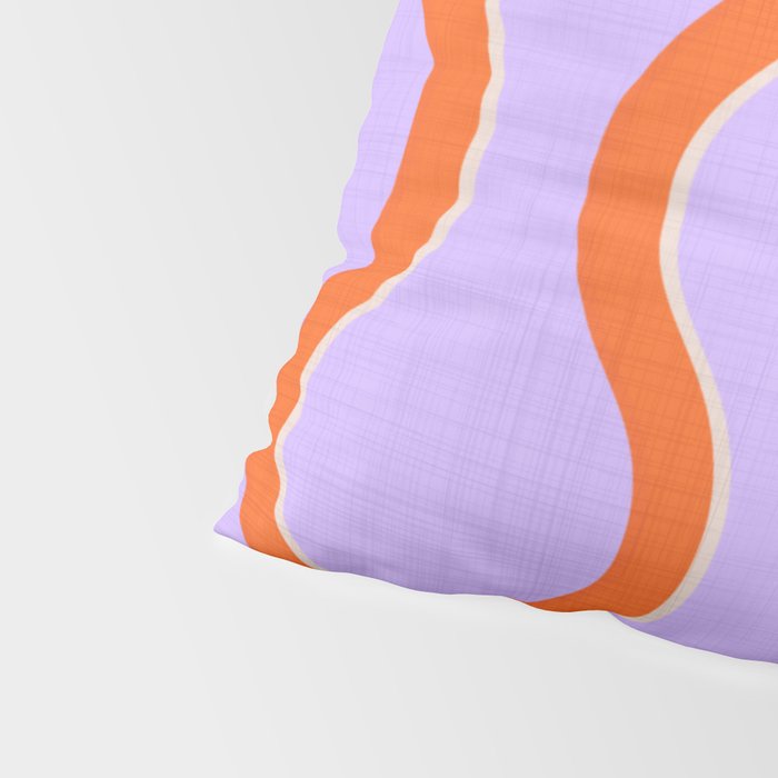 Wavy Lines Tangerine Orange, Lavender Purple, Bold Retro Modern Home Decor Pillow Sham Gallery Image 4