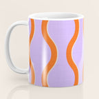 Wavy Lines Tangerine Orange, Lavender Purple, Bold Retro Modern Home Decor Coffee Mug Gallery Image 3