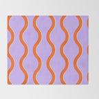 Wavy Lines Tangerine Orange, Lavender Purple, Bold Retro Modern Home Decor Throw Blanket Gallery Image 2