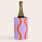 Wavy Lines Tangerine Orange, Lavender Purple, Bold Retro Modern Home Decor Wine Chiller Gallery Image 3