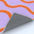 Wavy Lines Tangerine Orange, Lavender Purple, Bold Retro Modern Home Decor Rug Gallery Image 4