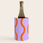 Wavy Lines Tangerine Orange, Lavender Purple, Bold Retro Modern Home Decor Wine Chiller Gallery Image 1