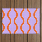 Wavy Lines Tangerine Orange, Lavender Purple, Bold Retro Modern Home Decor Outdoor Rug Gallery Image 1