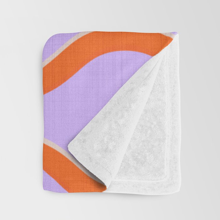 Wavy Lines Tangerine Orange, Lavender Purple, Bold Retro Modern Home Decor Throw Blanket Gallery Image 3