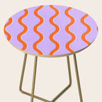 Wavy Lines Tangerine Orange, Lavender Purple, Bold Retro Modern Home Decor Side Table Gallery Image 2