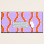 Wavy Lines Tangerine Orange, Lavender Purple, Bold Retro Modern Home Decor Desk Mat Gallery Image 1