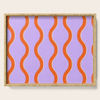 Wavy Lines Tangerine Orange, Lavender Purple, Bold Retro Modern Home Decor Serving Tray Gallery Image 1