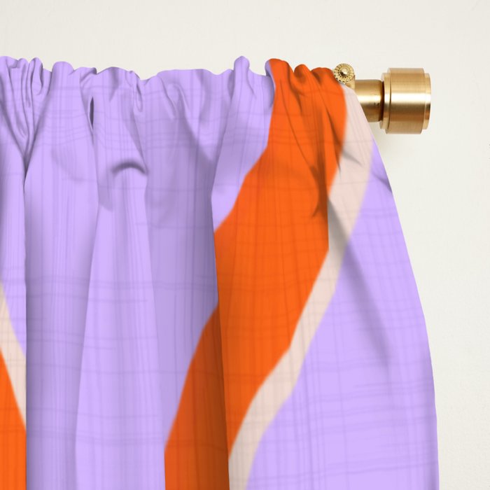 Wavy Lines Tangerine Orange, Lavender Purple, Bold Retro Modern Home Decor Window Curtain Gallery Image 2