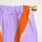 Wavy Lines Tangerine Orange, Lavender Purple, Bold Retro Modern Home Decor Window Curtain Gallery Image 2