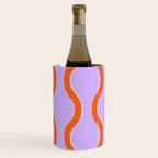 Wavy Lines Tangerine Orange, Lavender Purple, Bold Retro Modern Home Decor Wine Chiller Gallery Image 2