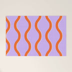 Wavy Lines Tangerine Orange, Lavender Purple, Bold Retro Modern Home Decor Welcome Mat Gallery Image 1