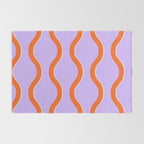 Wavy Lines Tangerine Orange, Lavender Purple, Bold Retro Modern Home Decor Rug Gallery Image 2