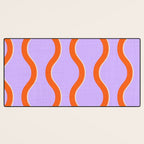 Wavy Lines Tangerine Orange, Lavender Purple, Bold Retro Modern Home Decor Desk Mat Gallery Image 3