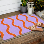 Wavy Lines Tangerine Orange, Lavender Purple, Bold Retro Modern Home Decor Outdoor Rug Gallery Image 2