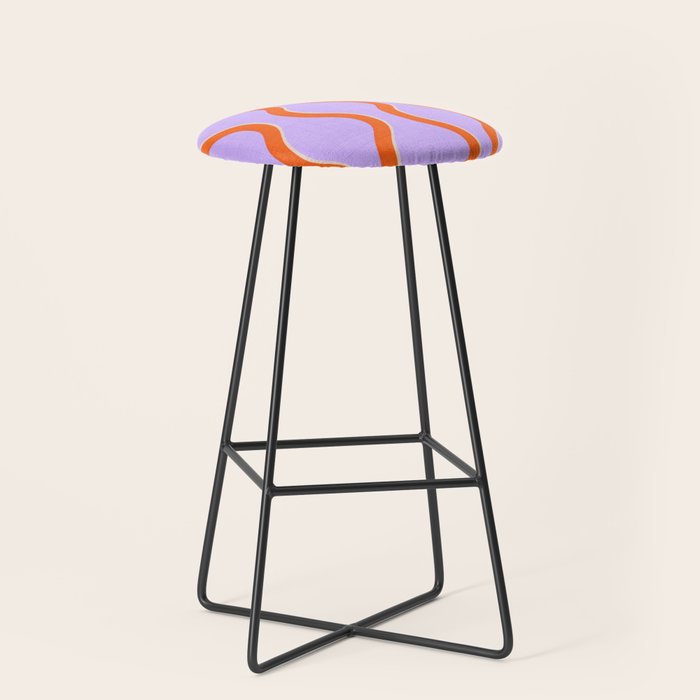 Wavy Lines Tangerine Orange, Lavender Purple, Bold Retro Modern Home Decor Stool Gallery Image 1