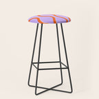 Wavy Lines Tangerine Orange, Lavender Purple, Bold Retro Modern Home Decor Stool Gallery Image 1