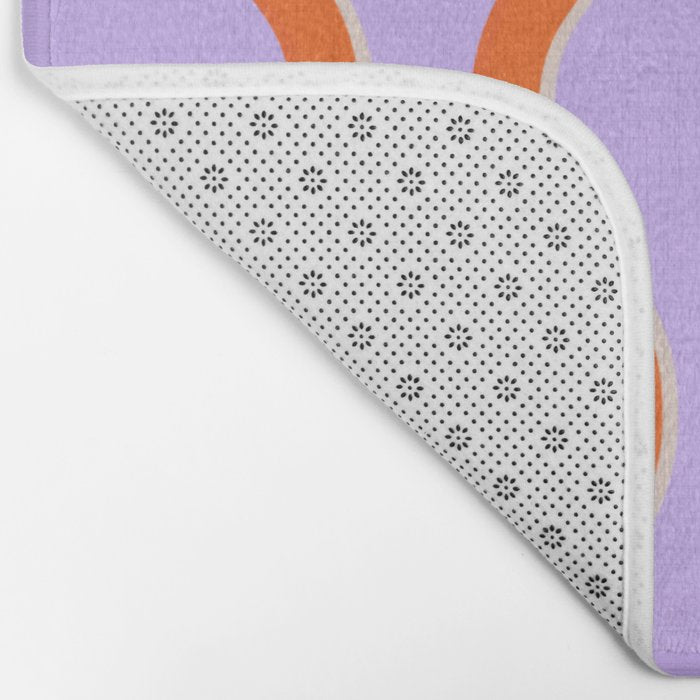 Wavy Lines Tangerine Orange, Lavender Purple, Bold Retro Modern Home Decor Bath Mat Gallery Image 2