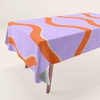 Wavy Lines Tangerine Orange, Lavender Purple, Bold Retro Modern Home Decor Tablecloth Gallery Image 1