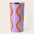 Wavy Lines Tangerine Orange, Lavender Purple, Bold Retro Modern Home Decor Travel Mug Gallery Image 1
