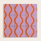 Wavy Lines Tangerine Orange, Lavender Purple, Bold Retro Modern Home Decor Wood Wall Art Gallery Image 1