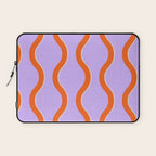 Wavy Lines Tangerine Orange, Lavender Purple, Bold Retro Modern Home Decor Laptop Sleeve Gallery Image 1