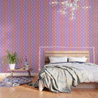 Wavy Lines Tangerine Orange, Lavender Purple, Bold Retro Modern Home Decor Wallpaper Gallery Image 3