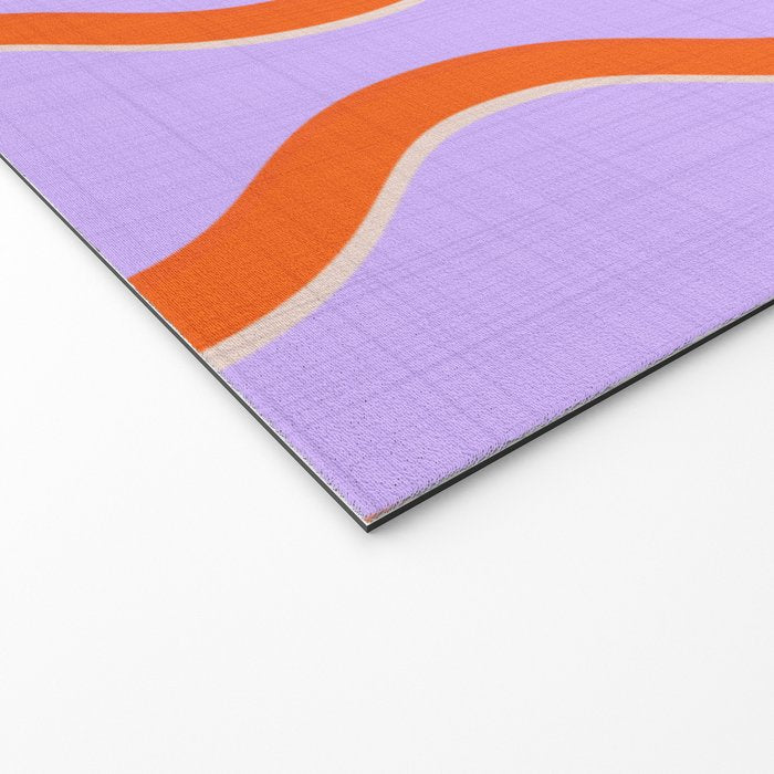 Wavy Lines Tangerine Orange, Lavender Purple, Bold Retro Modern Home Decor Welcome Mat Gallery Image 2
