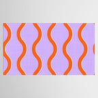 Wavy Lines Tangerine Orange, Lavender Purple, Bold Retro Modern Home Decor Tablecloth Gallery Image 2