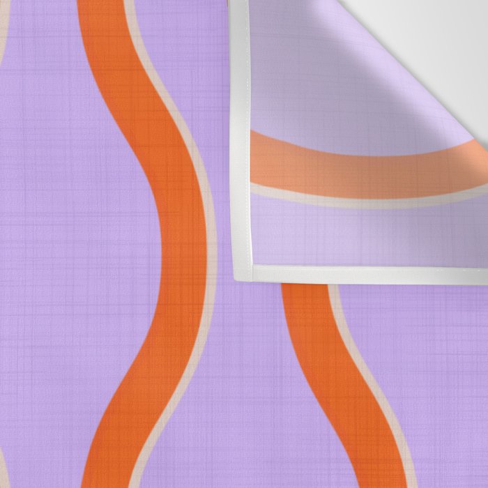 Wavy Lines Tangerine Orange, Lavender Purple, Bold Retro Modern Home Decor Wall Tapestry Gallery Image 3