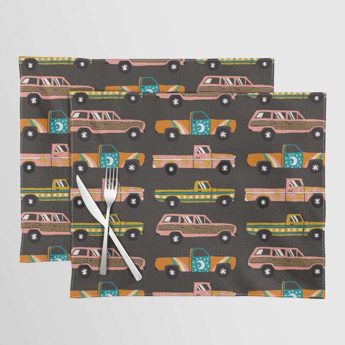 Retro Roads - Charcoal Placemat Gallery Image 1