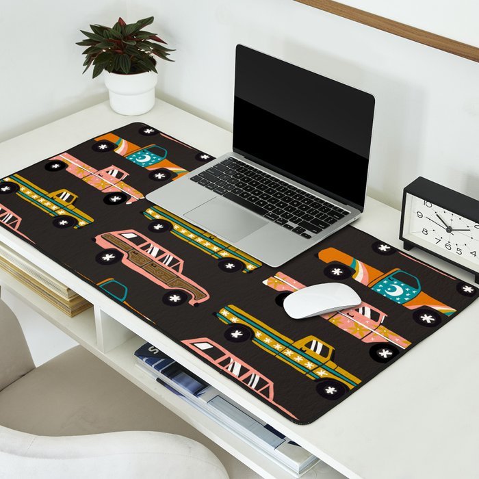 Retro Roads - Charcoal Desk Mat Gallery Image 2