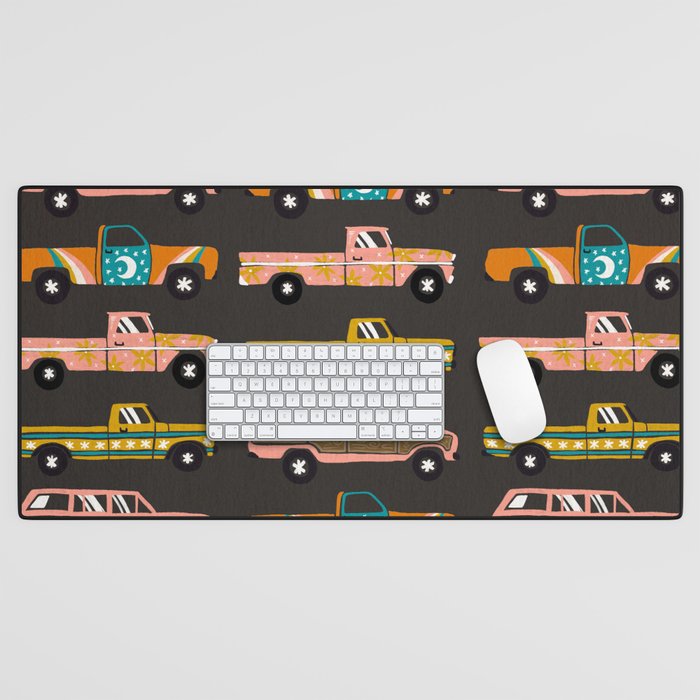 Retro Roads - Charcoal Desk Mat Gallery Image 1