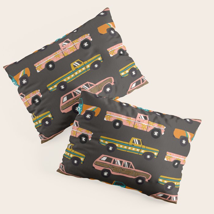 Retro Roads - Charcoal Pillow Sham Gallery Image 3