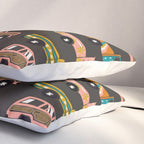 Retro Roads - Charcoal Pillow Sham Gallery Image 3