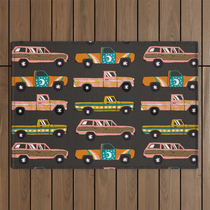 Retro Roads - Charcoal Outdoor Rug Gallery Image 1