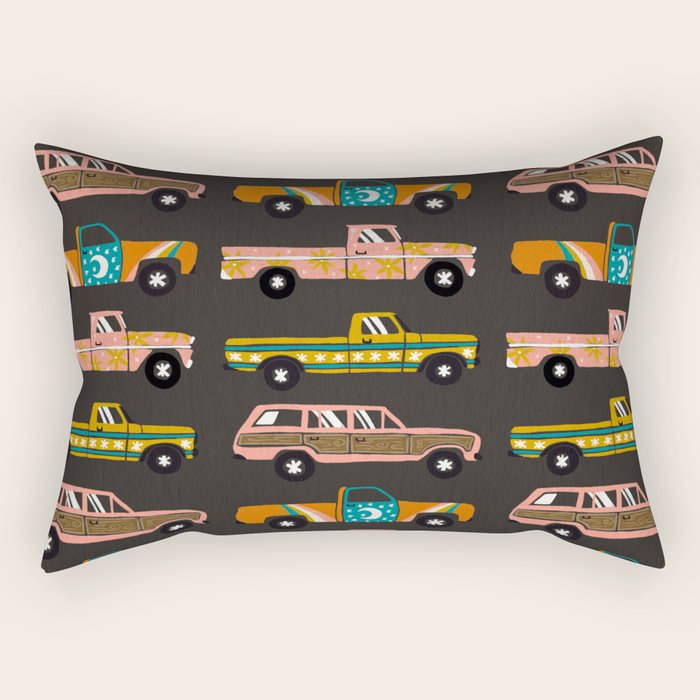 Retro Roads - Charcoal Rectangular Pillow Gallery Image 1