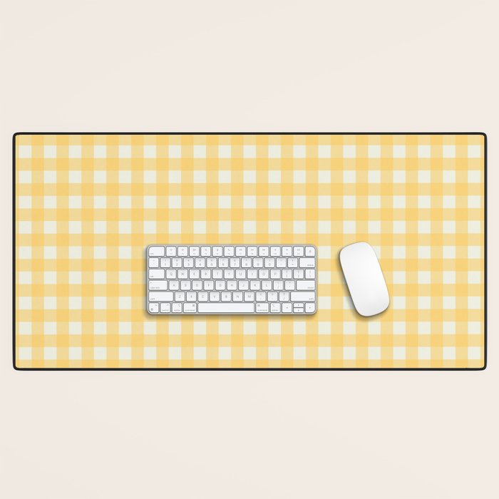 Sunny yellow gingham Desk Mat Gallery Image 1