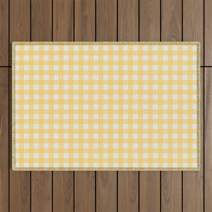 Sunny yellow gingham Outdoor Rug Gallery Image 1