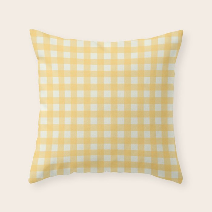Sunny yellow gingham Throw Pillow Gallery Image 6